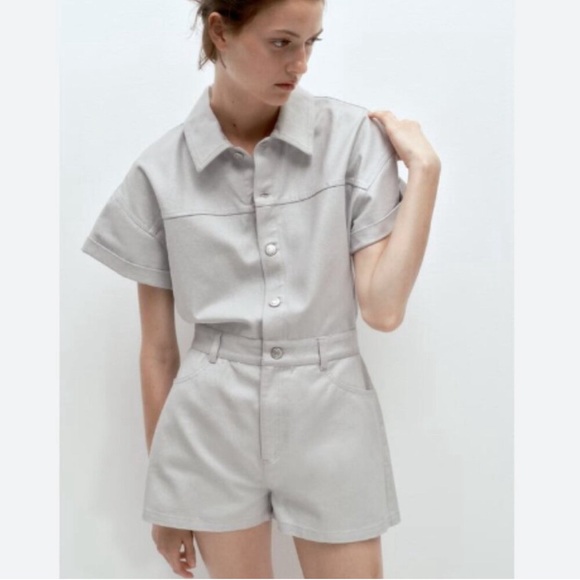 Zara Pants - Zara Silver Denim Romper